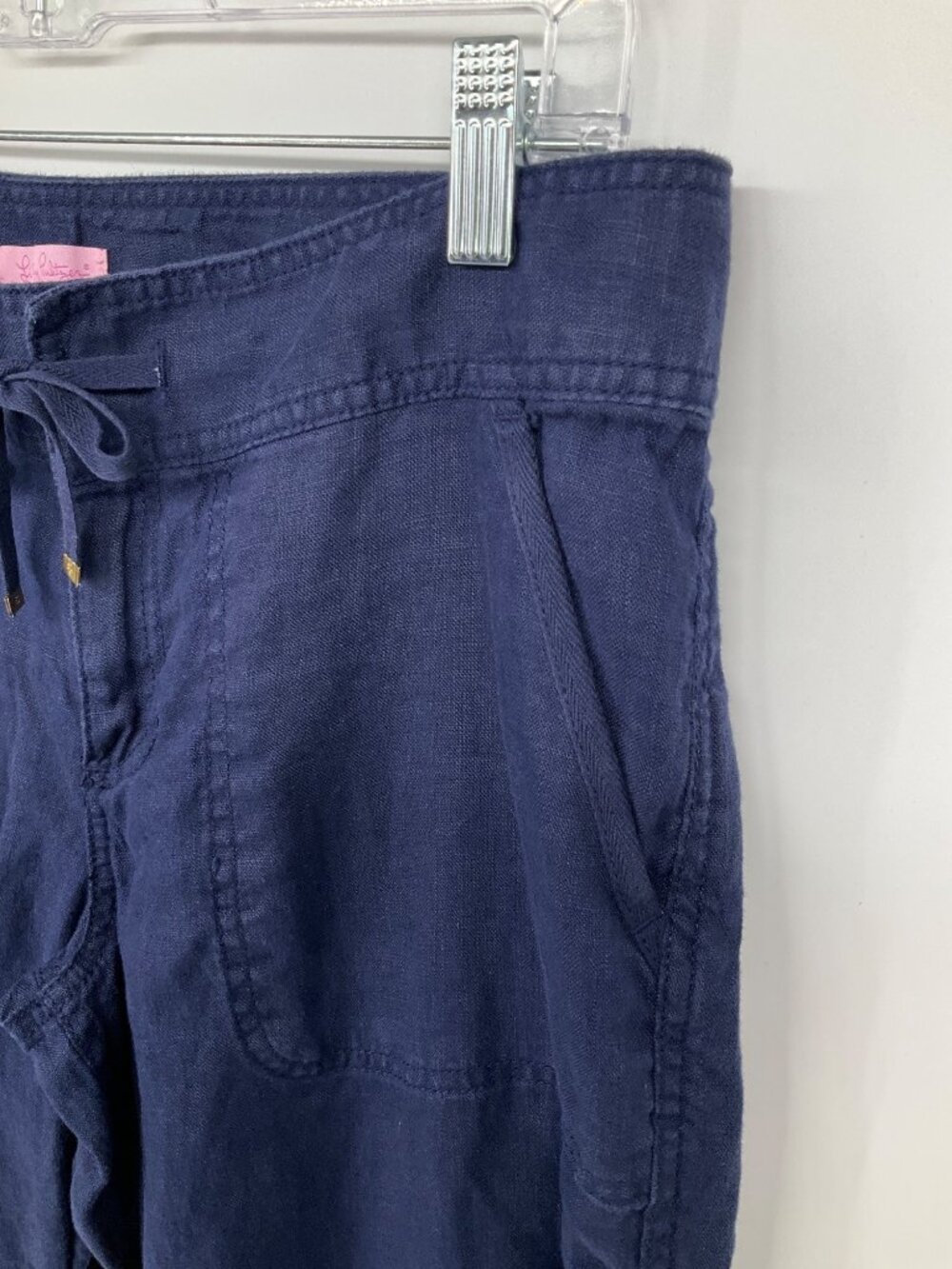 Lilly Pulitzer Galley Pants size 4 True Navy Blue 100%‎ Linen Women's - Picture 4 of 9
